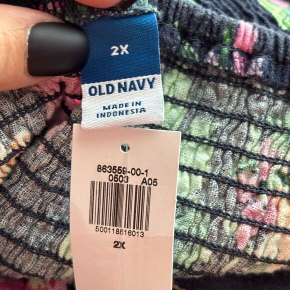 Old Navy Linen Floral Cami Jumpsuit NWT Boho Coastal Navy Floral Size 2X F109 - Picture 11 of 14